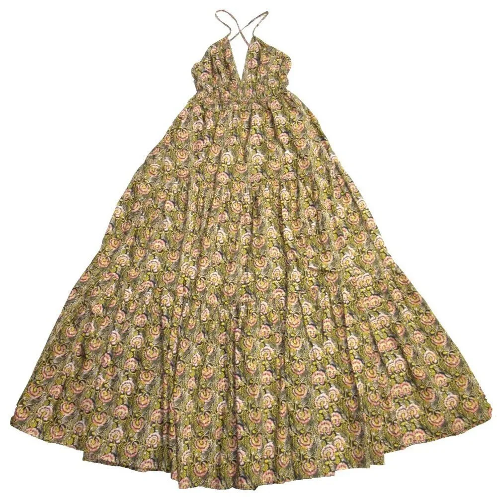 NWT J.Crew Collection Oahu V-neck Tiered Maxi in Dandelion Swirl Tank Dress XS